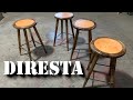 DiResta Leather Wood & Steel Stool