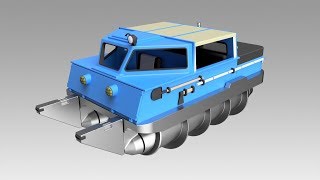 Autodesk Inventor. Screw terrain vehicle. Part12
