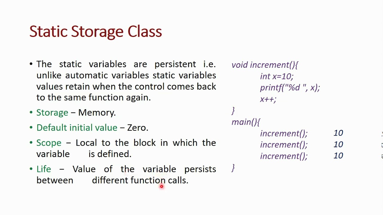 C Programming - Storage Classes - YouTube