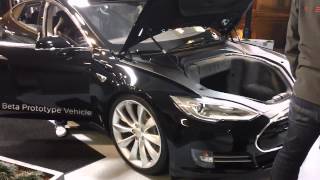Tesla Model S Signature Beta Prototype in Solid Black at Santana Row