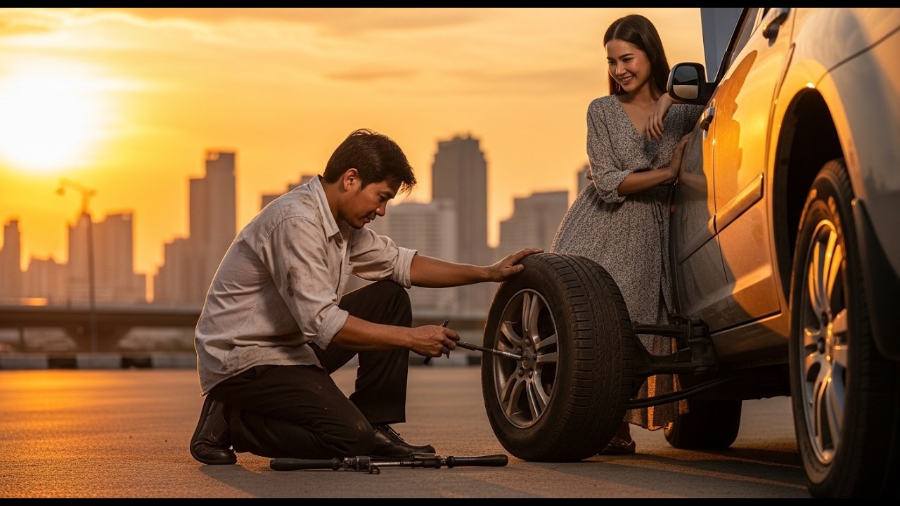 ยางรถของเธอแตกบนทางหลวงที่พายุโหมกระหน่ำ แต่ช่างซ่อมรถช่วยเปลี่ยนชีวิตเธอไปตลอดกาล”