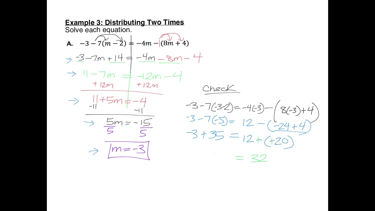 Algebra Review Day 3 Example 3 Distributing Two Times YouTube