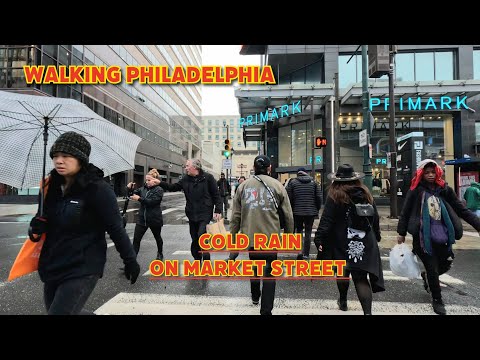 Afternoon Walk On Market Street Philadelphia || Cold Rain Vibes
