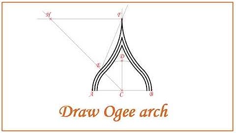 Draw three centered Ogee arch sample 3