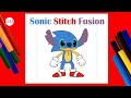 How to Draw Sonic Stitch Fusion  – Cute &amp; Easy aDrawing for Kids #lidoartworks