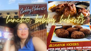 Alligator Kickers and Seafood Platter for Lunch at Bobby Hebert’s