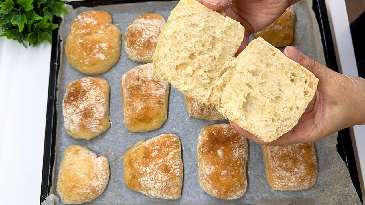 ARTIK HAZIR ALMIYORUM👌🏼HAMUR YOĞURMADAN EN KOLAY EKMEK TARİFİ 😍Ciabatta Ekmeği 🥖Çiçekintariflri