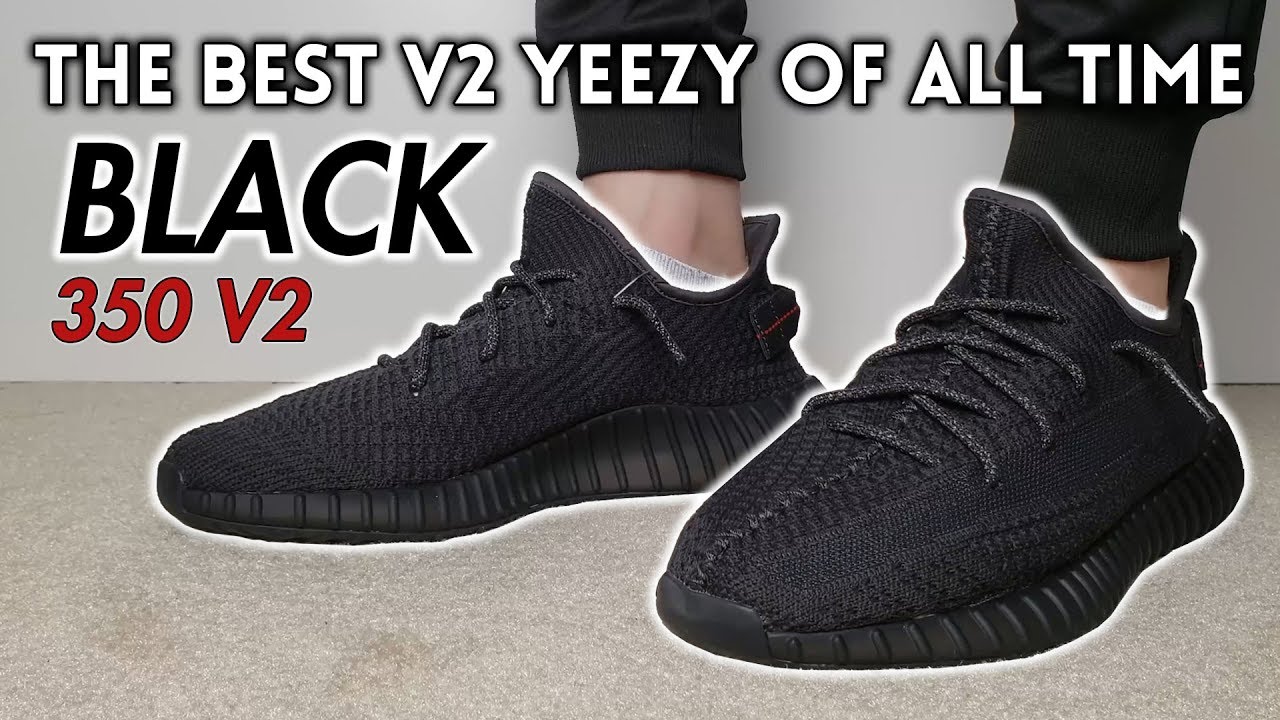 yeezy boost 350 v2 black non reflective on feet