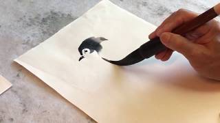 Penguin Tutorial by Chinese Brush Painting/Sumi-e Master Ning Yeh