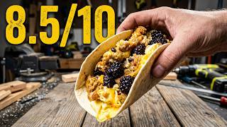 Cleatus s Golden Nugget Breakfast Taco with Blackberries