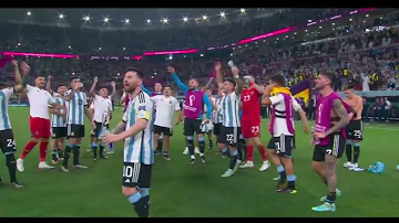 Argentina players celebrate and sing with fans “Muchachos” vs Australia - FIFA Qatar World Cup 2022