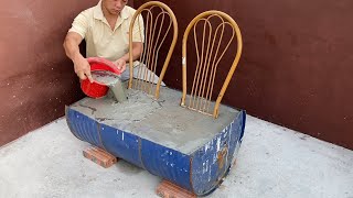 DIY white cement and old chair ideas / how to make outdoor tables and chairs from old chairs