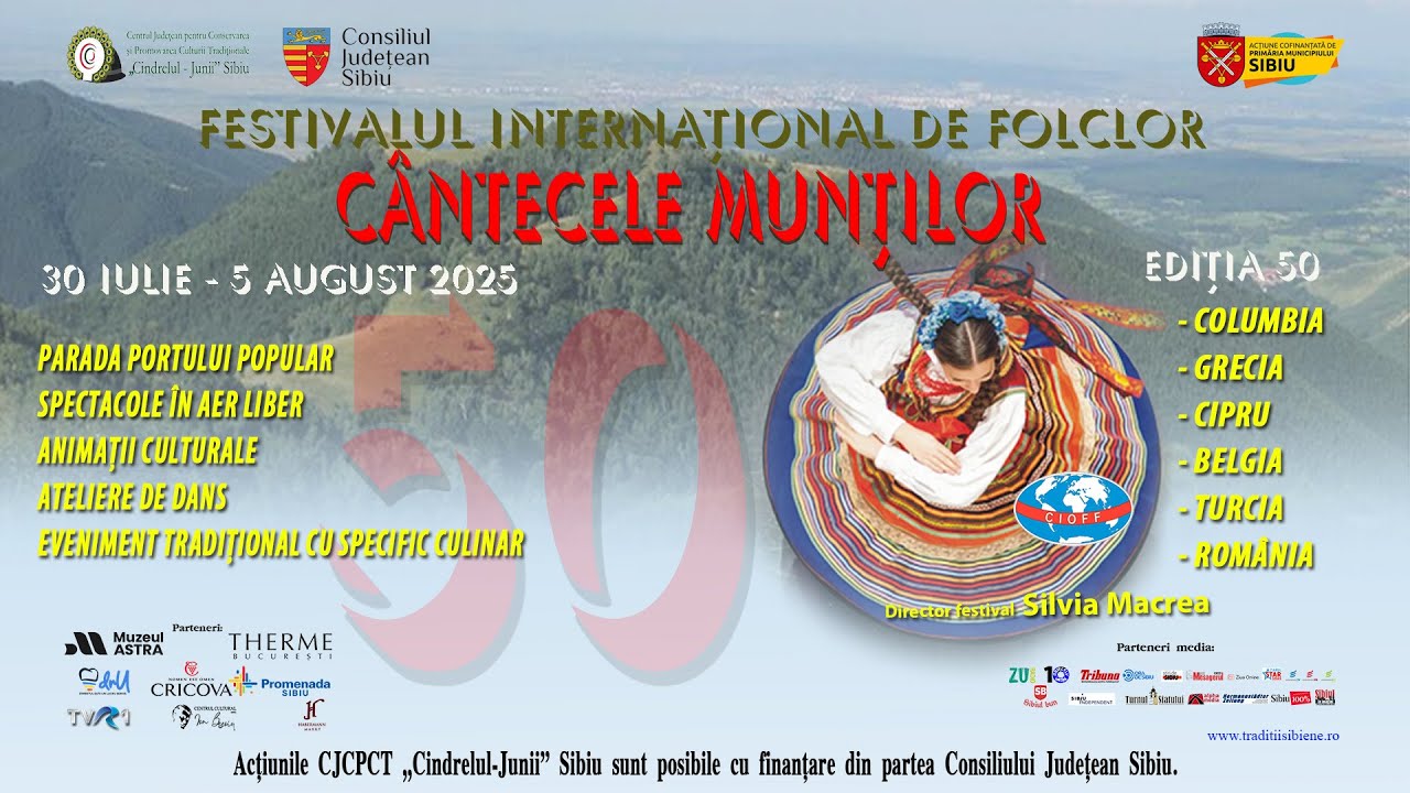 Ediția aniversară cu numărul 50 a Festivalului Internațional de Folclor „Cântecele Munților”