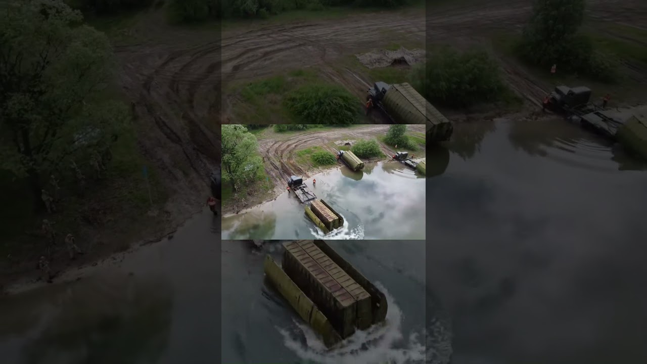This Is How Ukrainian Engineers From The 91st Support Brigade Deploy Floating Bridges On The River.
