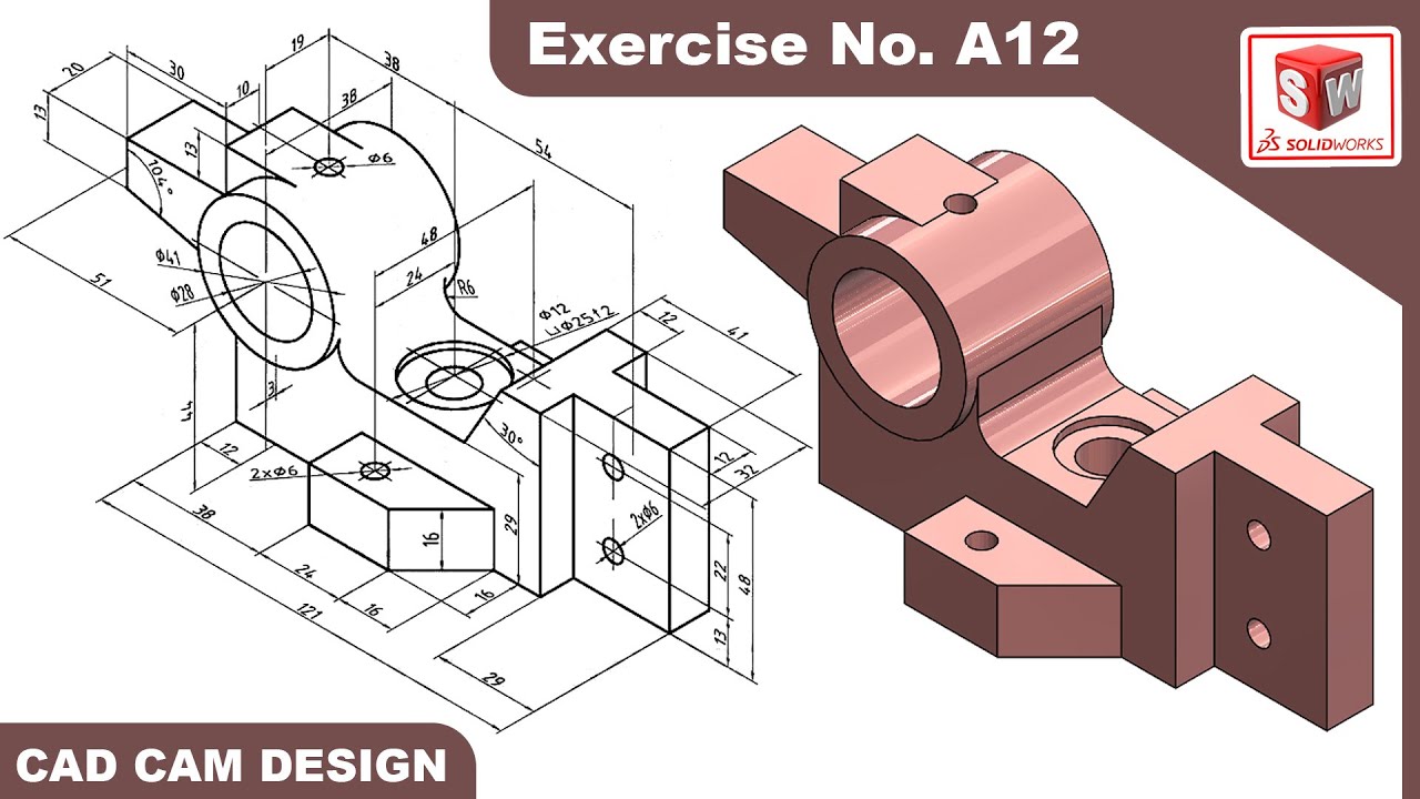 SolidWorks Tutorial for beginners Exercise A12 - YouTube