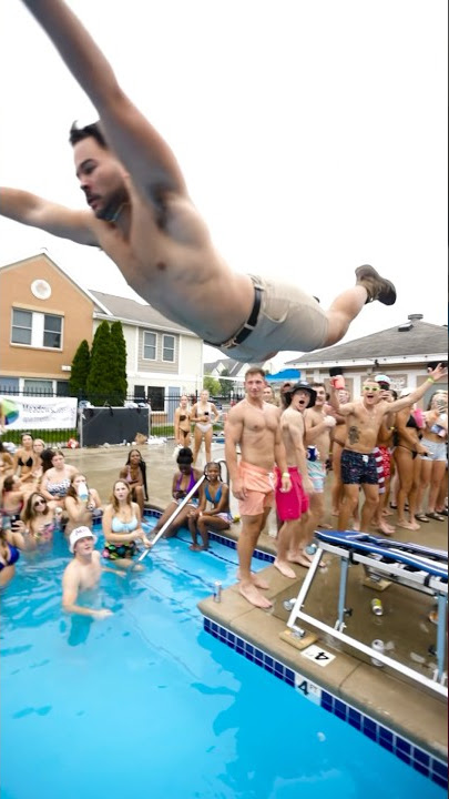 Olympic trampoline at a pool party