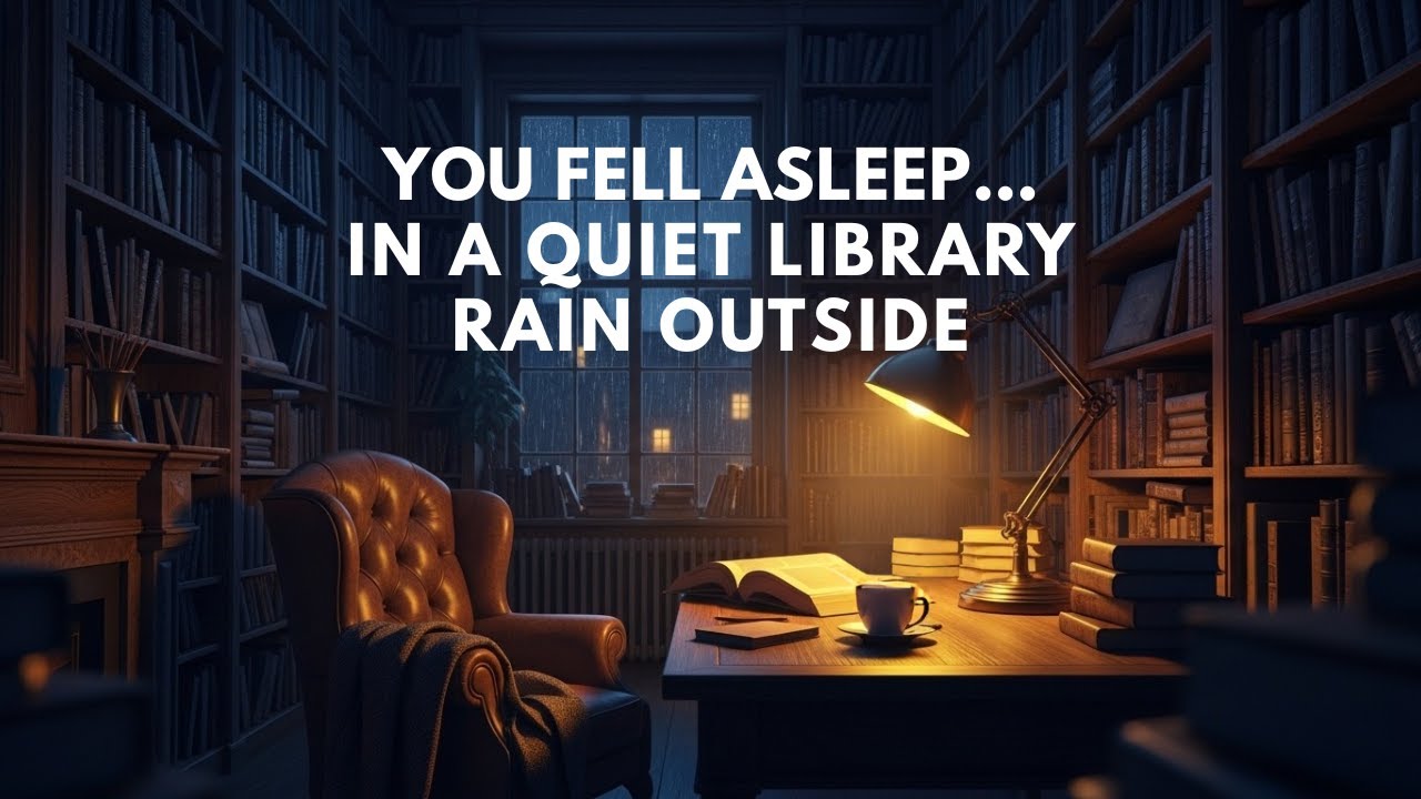 You Fell Asleep in a Quiet Library During Rainstorm – Relaxing Sleep Music