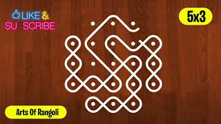 #88, 5 x 3 x 3 dots sikku kolam | melikala muggulu | 5 dots rangoli | tippudu muggu | kambi kolam