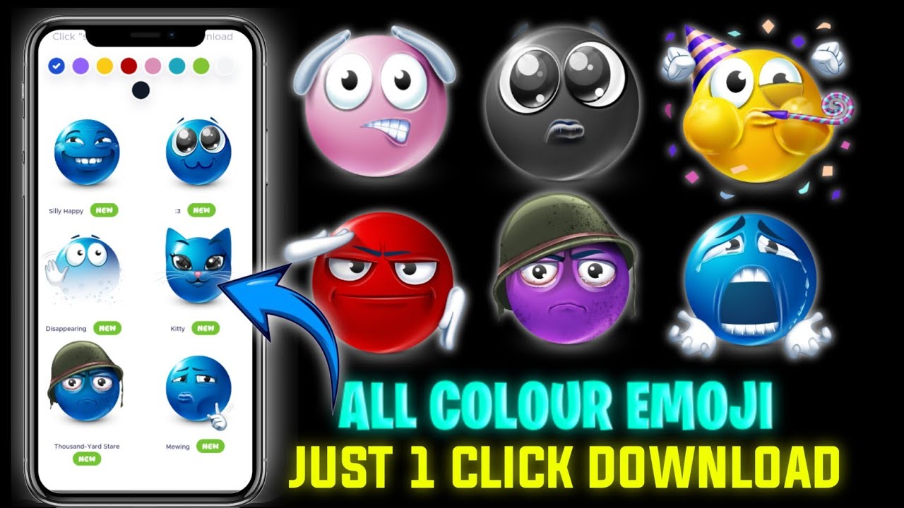 Instagram Trending Blue, Red, Green, Pink All Clour Emoji || trending emoji clour 