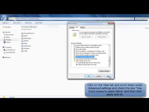 HOW TO ENABLE OR DISABLE CHECKBOX FEATURE TO SELECT FILES IN WINDOWS 7