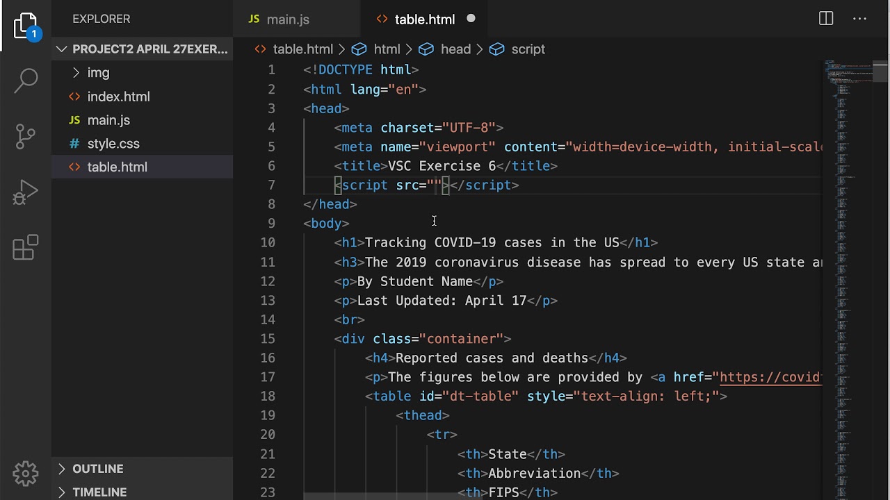 How to add the script to your HTML file in Visual Studio Code - YouTube