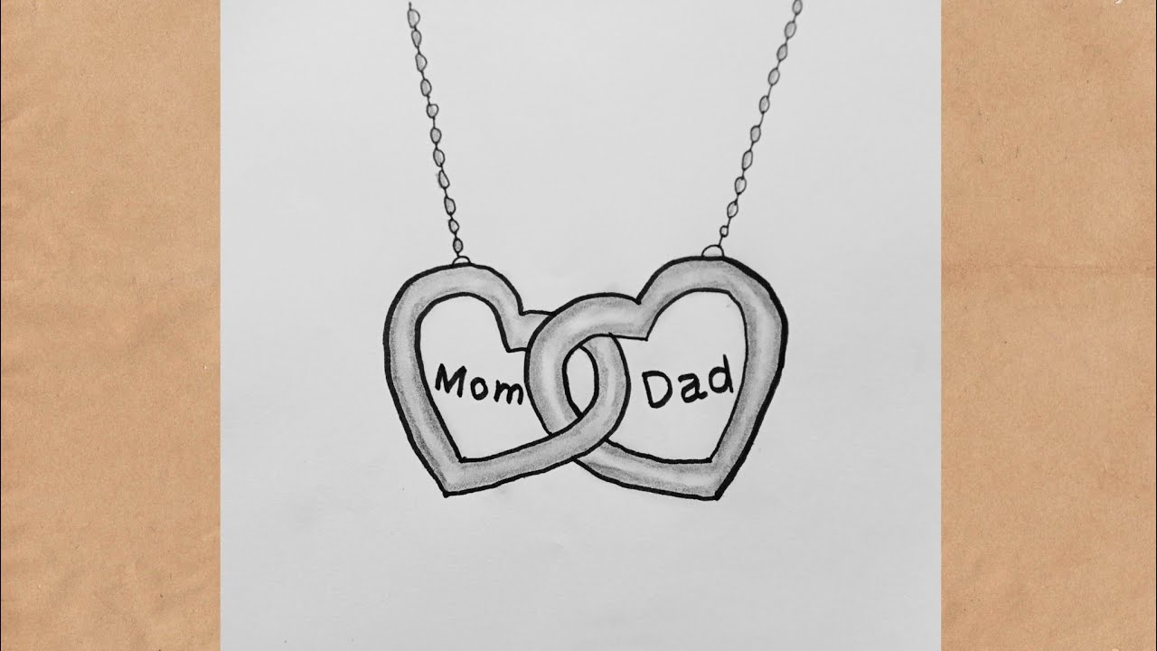Mom Dad Drawing Easy / Mom Dad locket Drawing / Mom Dad Drawing easy ...