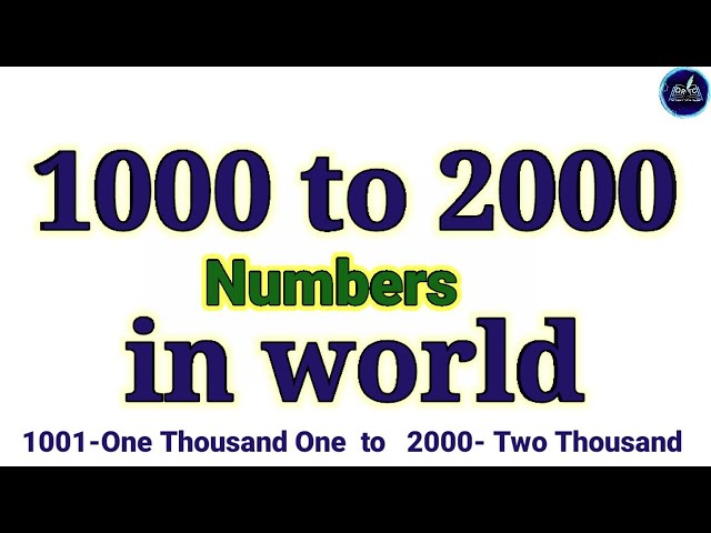 Numbers in words 1001 to 2000 // Numbers 1001 to 2000 