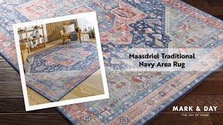 Maasdriel Traditional Navy Area Rug