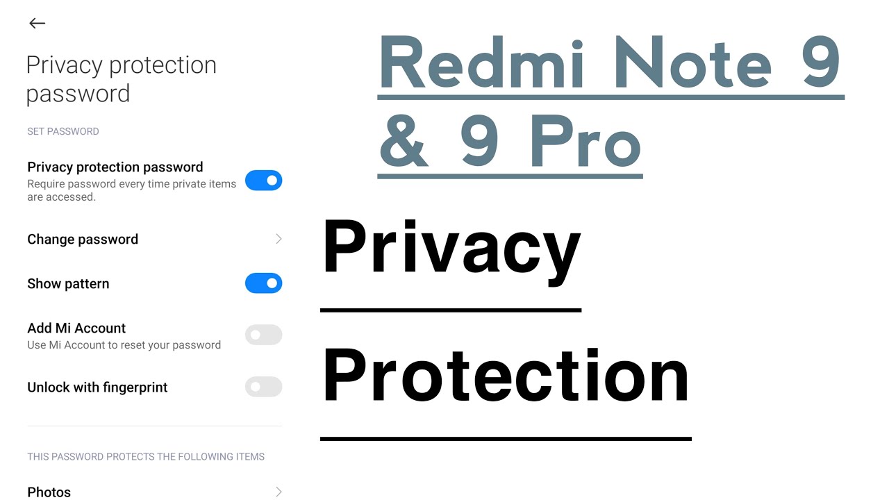 Redmi Note 9, 9 Pro How To Use Privacy Protection | Photo Video Music ...
