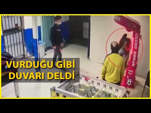 Sultangazi'de Oyun Makinesine Tekme Atarken Duvara Böyle Girdi