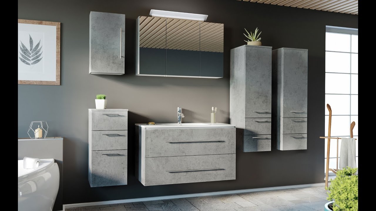 Badmobel Sets Homeline Stone Design Grau Hangend 4 Bis 8 Teilig Youtube