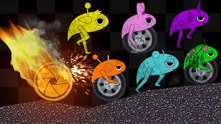 Escape from the Fireball - Survival Wheeled Sprunki Race in Algodoo