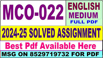 MCO 022 solved assignment 2024-25 || mco 022 solved assignment 2025 in English || ignou mco22 2025