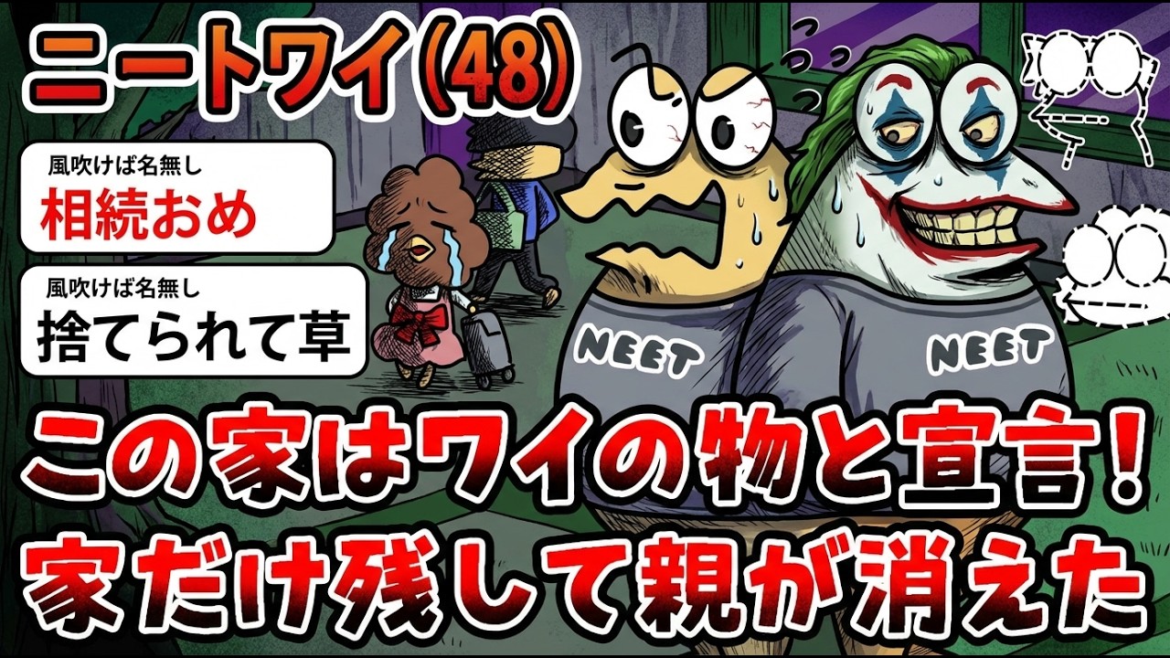 【アホの殿堂】 ニートワイ（48）この家はワイの物と宣言！ 家だけ残して親が消えた…え、なんでや？  【2ch爆笑スレ】【2ch面白いスレ】