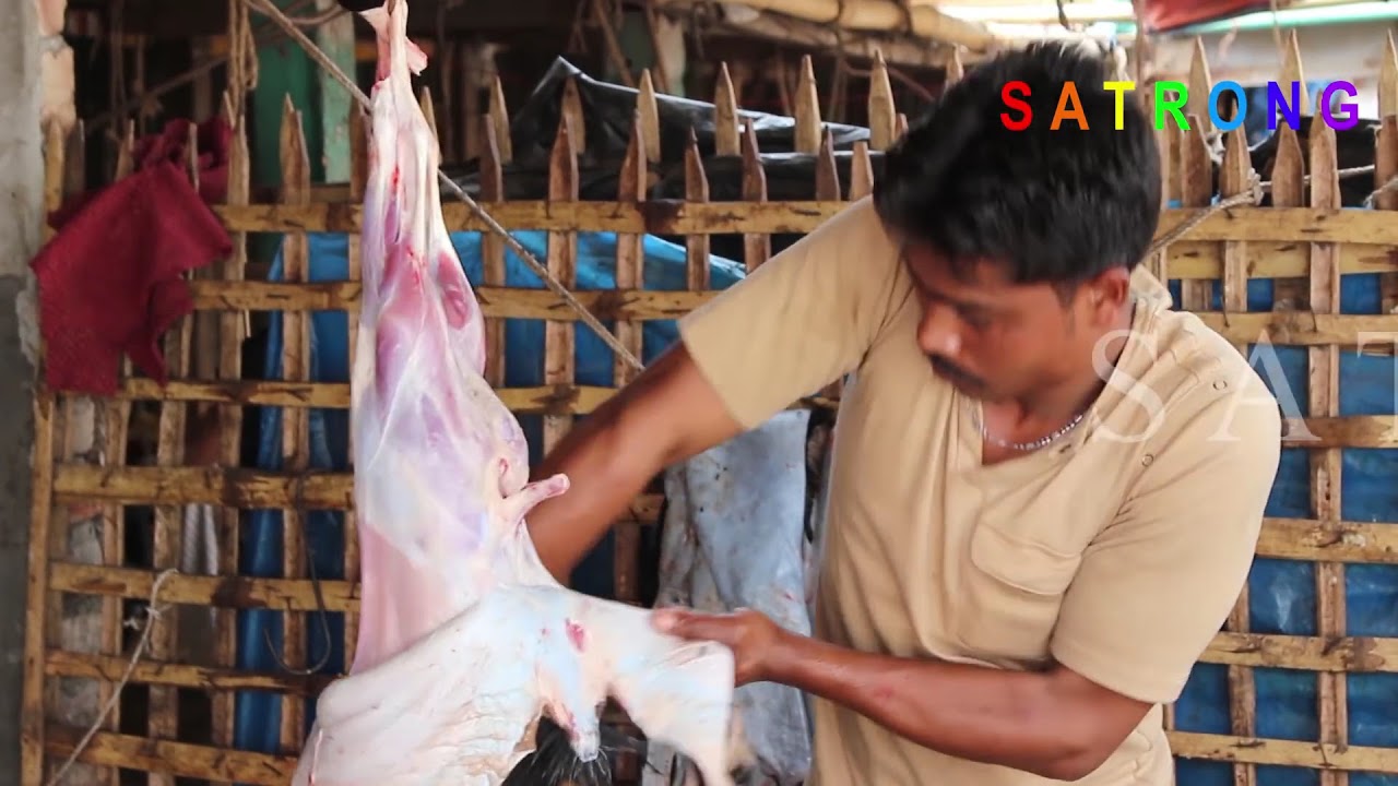 Goat Cutting Process in Bazaar - Exclusive Goat Market Video - Goat in
