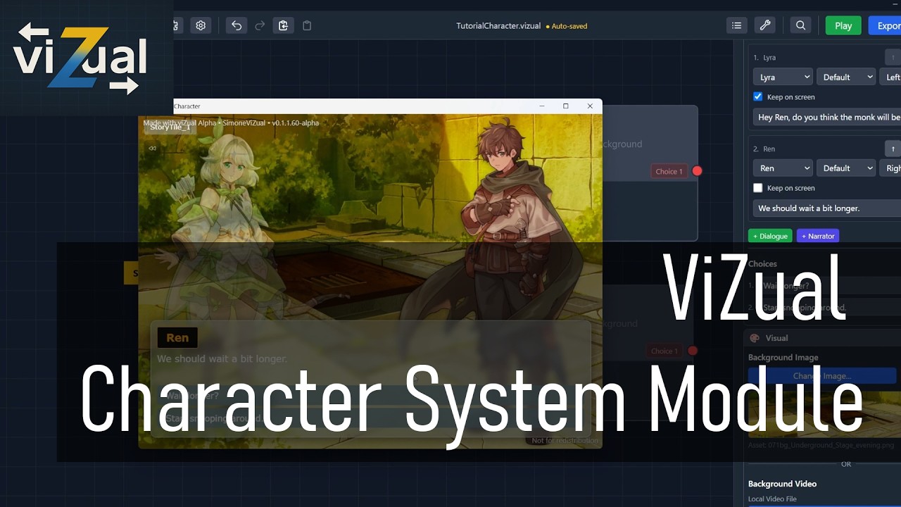 ViZual - Visual Novel Creator - Character Module and Dialogues! - YouTube