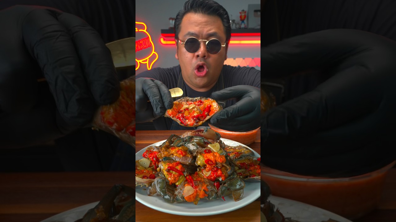 สูตรกินปูดิบ ปูไข่ดองแสนอร่อยจนน่าทึ่ง 🦀 #asmr #shorts