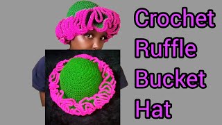 Crochet Ruffle Bucket Hat ( with elastic band)