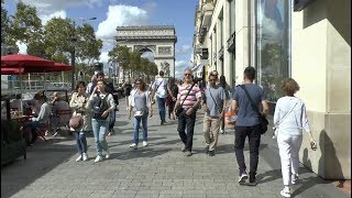 Walk around Paris France.  Bastille  Rivoli  Louvre  Arc de Triomphe.