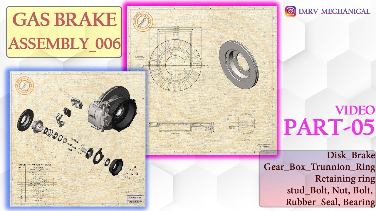 ASM_006- Gas Brake Design-  Part-05- Disk_Brake & other remaining parts |SOLIWORKS TUTORIAL|