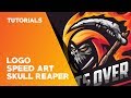 Skull Reaper Logo E-sport Speed Art Tutorial #vectorart