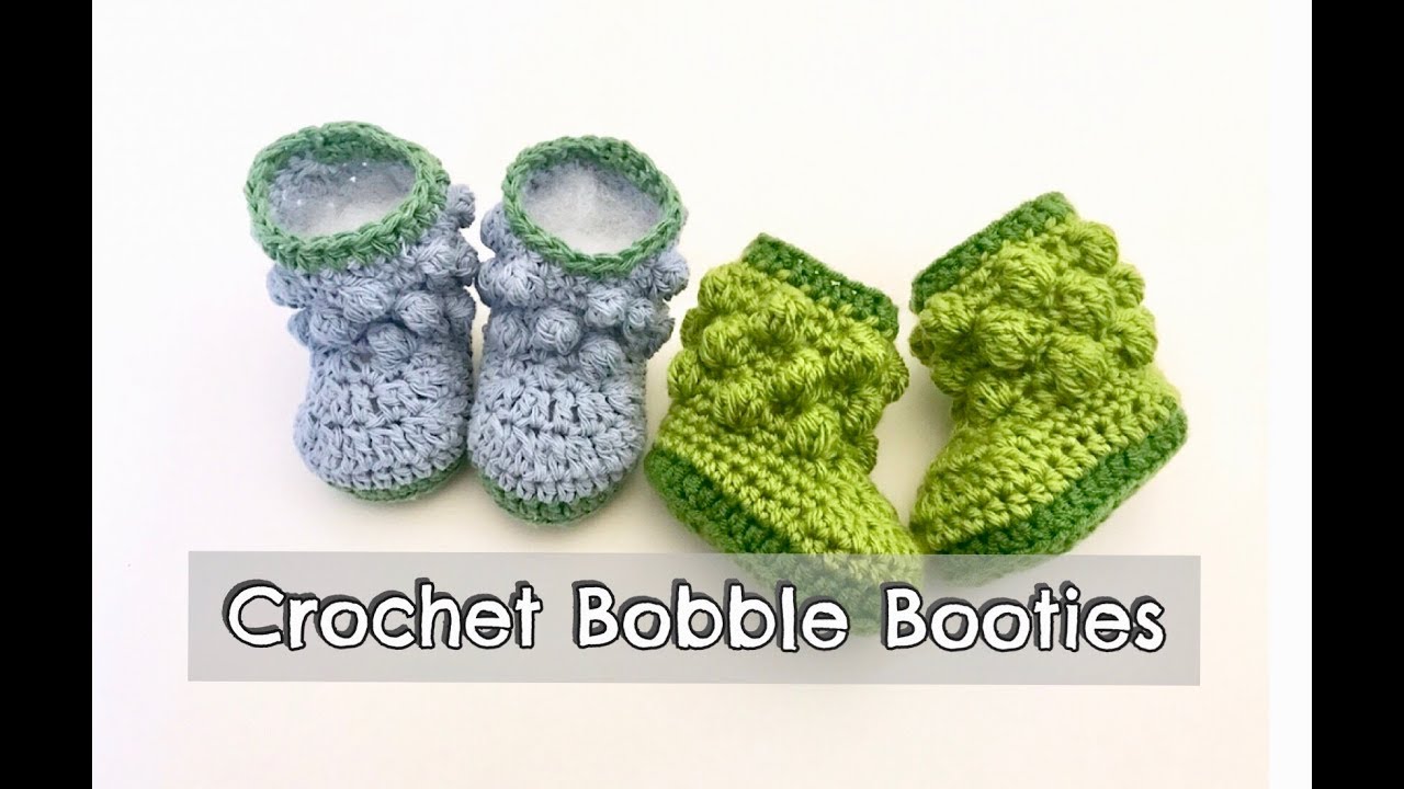 How to Crochet Bobble Booties (0-3 months) - YouTube