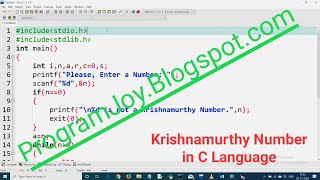 Famous Krishnamurthy Number in C Language Profile