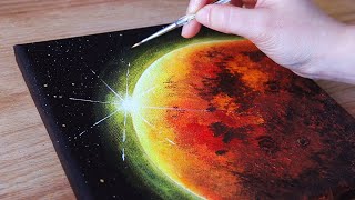 #StayHome | Planet Painting #WithMe | Black Canvas Painting tutorial for beginners #115