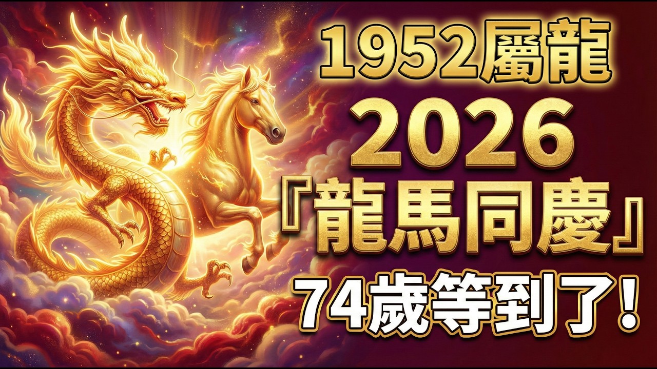 1952屬龍人注意：2026丙午馬年觸發『龍馬同慶』！74歲的你終於等到了，這份福氣足以影響後半生！#1952年屬龍 #2026屬龍運勢 #生肖龍2026運勢 #1952年生肖龍 #2026丙午年