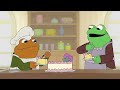 Frog and toad scene toad sad try eat cake