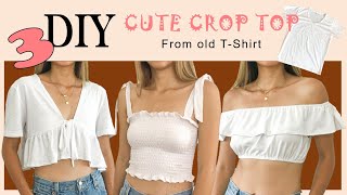 3 DIY CUTE CROP TOP from T-Shirt - Refashion old T-Shirt into cute crop top