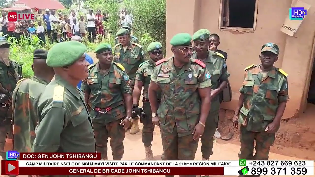 LE GEN. JOHN TSHIBANGU COMMANDANT DE LA 21ème REGION MILITAIRE VISITE LE CAMP N'SELE DE MBUJIMAYI