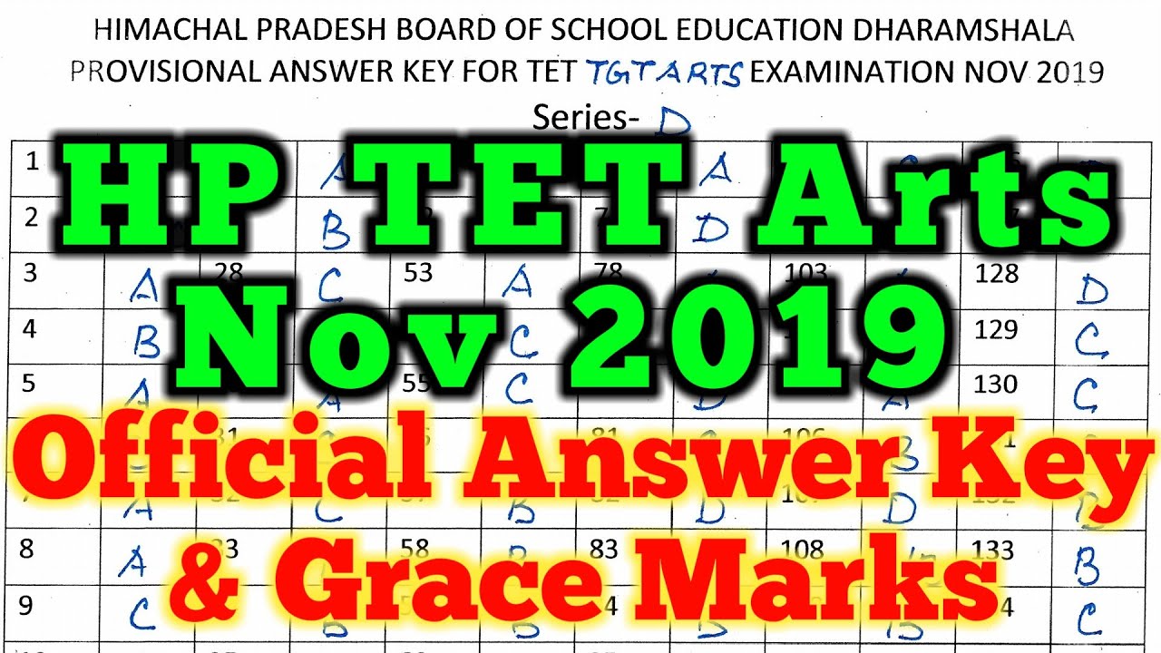 HP TET Arts Official Answer Key Nov 2019 | hp tet official answer key 2019 | hp tet answer key