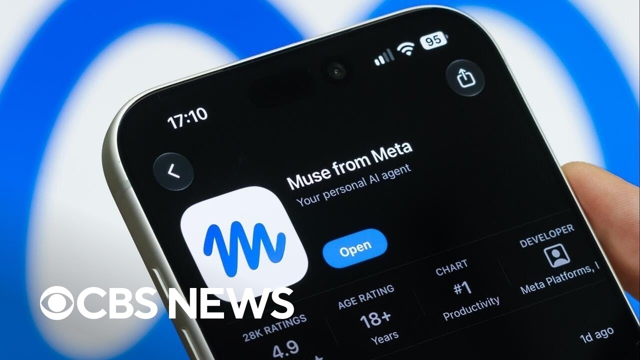 Informativo de CBS News sobre Muse, el agente de IA de Meta, en lo alto de la App Store